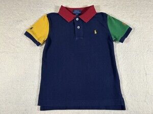 Kids Ralph Lauren Multicolor Primary Polo Shirt Boys Size 5 Short Sleeve Cotton